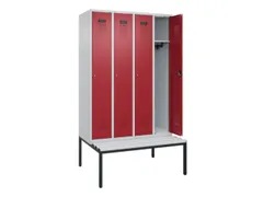 locker met bank,HxBxD 2120x1200x815mm,4vak,vak B 300mm,cilinderslot