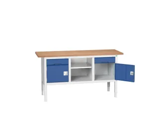 werkbank,HxBxD 830-930x1750x600mm,multiplexblad,uitrusting: 2laden - 1