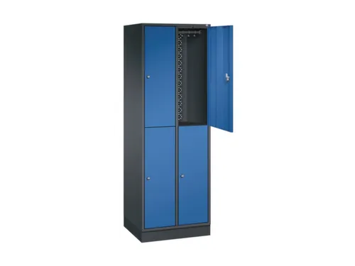 Dubbeldekse garderobekast,HxBxD 1950x620x500mm,2x2vak.,vak B 260mm