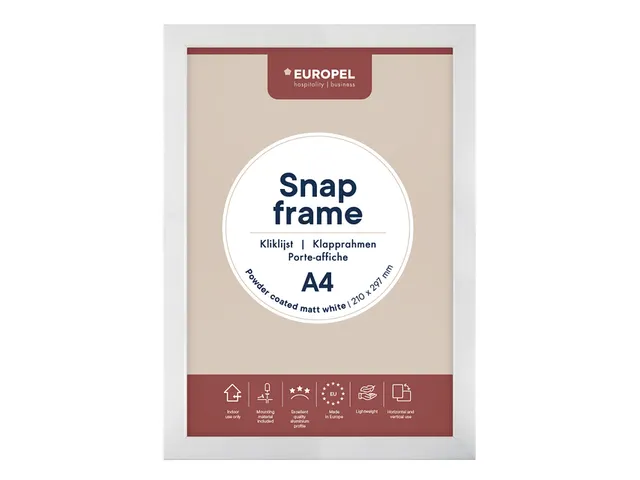 Kliklijst Europel A4 25mm mat wit