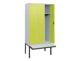 locker met bank,HxBxD 1950x900x815mm,3vak,vak B 300mm,cil.-slot - 2