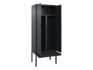 PBM-locker met bank,HxBxD 2120x800x815mm,2vak,vak B 400mm,draaigrendel - 2