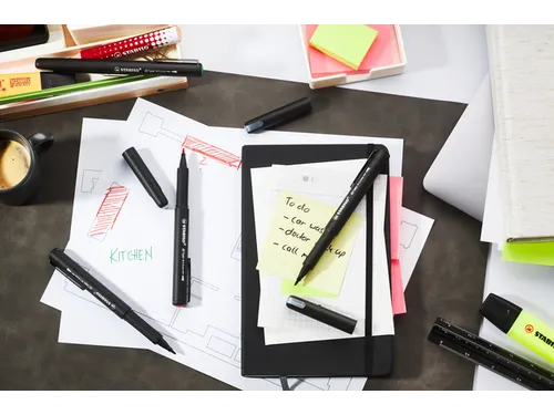 Fineliner STABILO dr!ver medium punt 0.8 mm Zwart