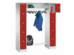 personeelsgarderobe cil.slot 1950x1500x500mm 2x5 vakken 300mm RAL3000
