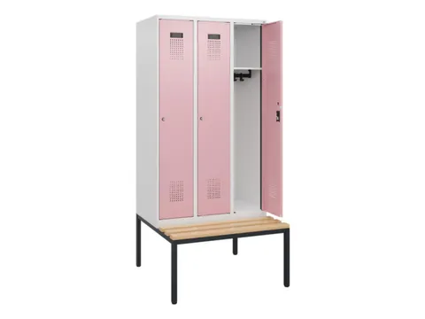 locker met bank,HxBxD 1950x900x815mm,3vak,vak B 300mm,cilinderslot