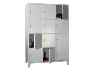lockerkast,HxBxD 1850x1200x500mm,3x4vakken,RAL7035,front RAL3000 - 1