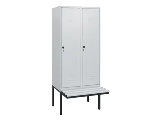 locker met bank,HxBxD 1950x800x815mm,2vak,vak B 400mm,draaigrendel - 1