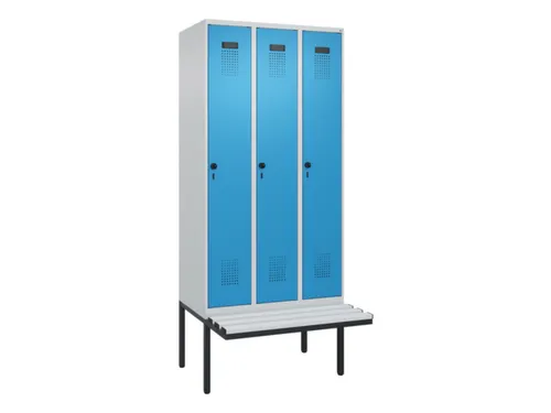 locker met bank,voor scheiding van kleding,HxBxD 2120x900x815mm,3vak