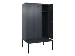 locker met bank,HxBxD 2120x1200x815mm,3vak,vak B 400mm,cilinderslot