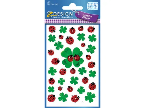 papieretiket Z-design Creative pakje a 3 vel klavers/lieveheersbeestje