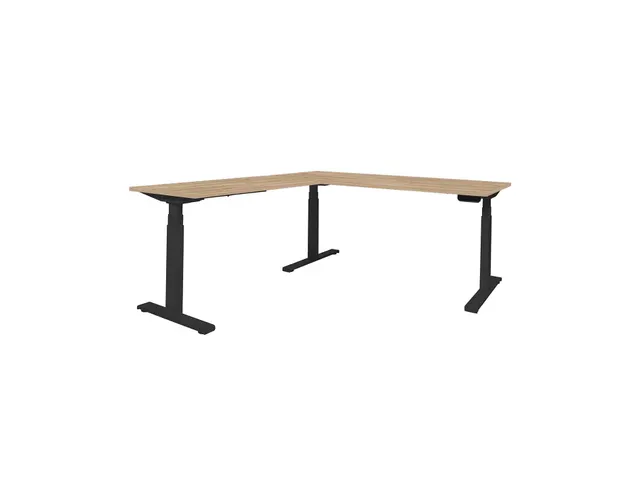 Dextro Plus aanbouw bureau elektrisch 80x60 honey castello 25mm zwart