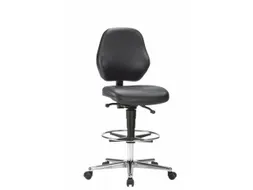 Werkplaatsstoel Zitting Kunstleer Zwart 650-900mmx460x440mm wielen