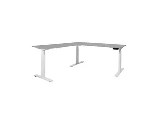 Elektrisch Hoekbureau Dextro Plus 180x200cm Frame Wit Blad Grijs - 1