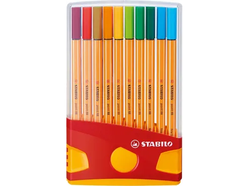 Fineliner STABILO point 88 ColorParade rollerset geel/rood F ass 20st