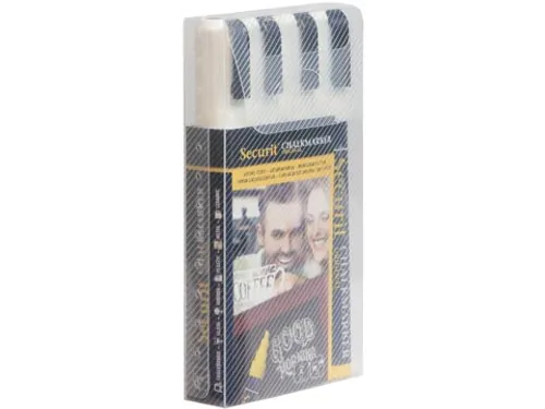 Securit Krijtmarker Medium Wit, Etui Met 4 Stuks