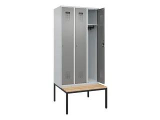 locker met bank,HxBxD 2120x900x815mm,3vak,vak B 300mm,cilinderslot - 1