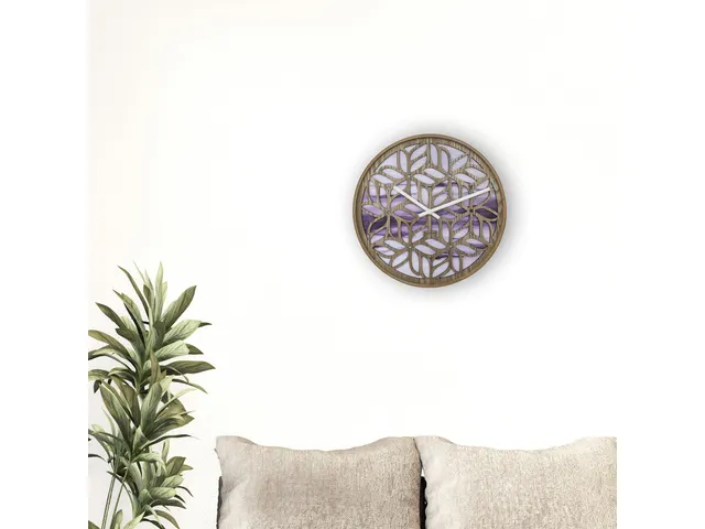 Wandklok Nextime dia 40cm Paars Hout Yogi
