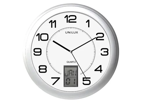 Wandklok Unilux Instinct Ø31cm Zilvergrijs cijferaanduiding