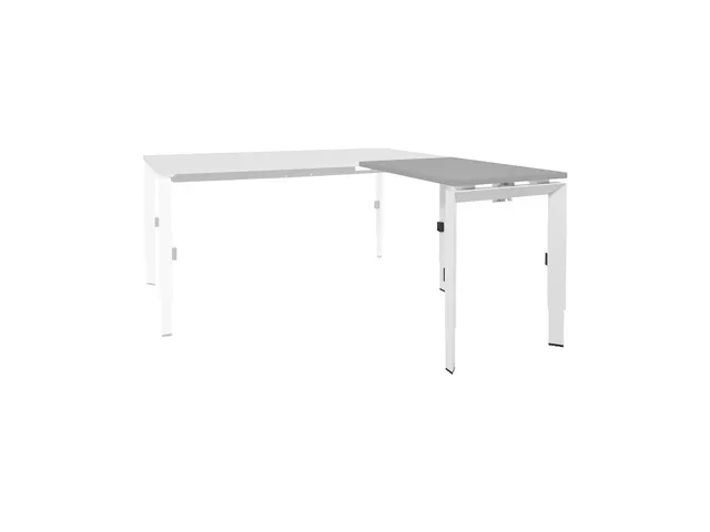 Bureau Linesto N3 aanbouwtafel 80x60cm lichtgrijs 25mm wit