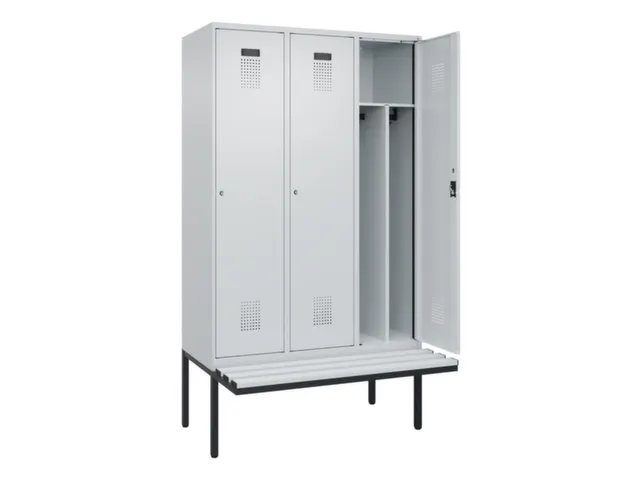 locker met bank,voor scheiding van kleding,HxBxD 2120x1200x815mm,3vak