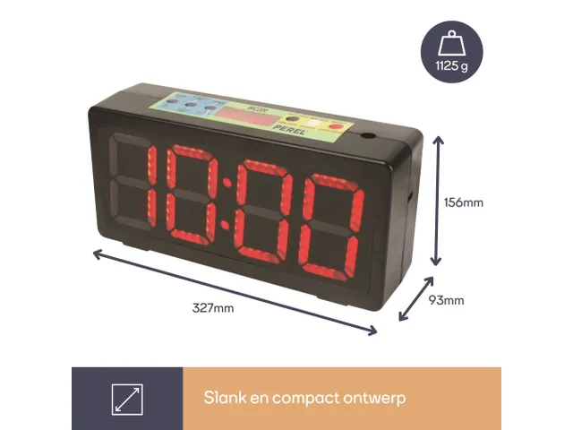 Klok Met Chronometer/Afteltimer & Intervaltimer - 32,7x15,6 x 9,3cm