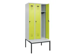 locker met bank,HxBxD 2120x900x815mm,3vak,vak B 300mm,draaigrendel