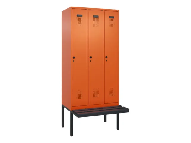 locker met bank,voor scheiding van kleding,HxBxD 2120x900x815mm,3vak