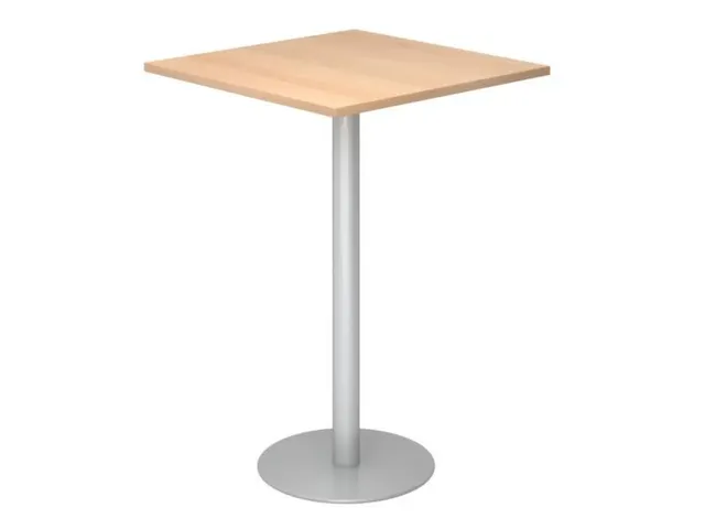 table haute HxlxP 1116x800x800mm carré pied à disque argent tube ron