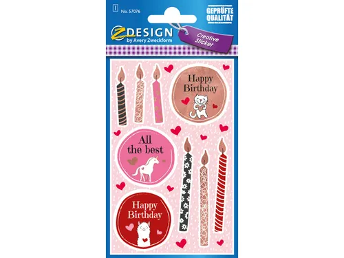 Papieretiket Z-design Creative pakje a 1 vel birthday