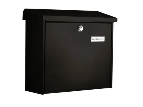 muurbrievenbus,staal,zwart,HxBxD 340x380x148mm,inworp boven
