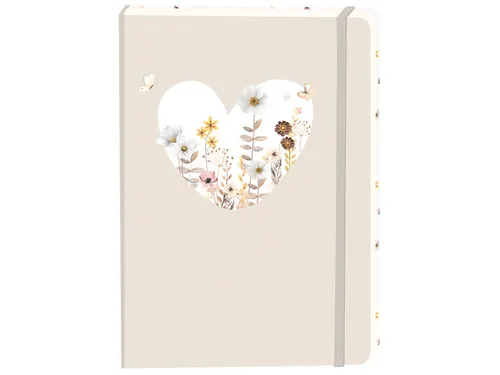 Notitieboek wit hart A5 lijn 92 pagina's softcover beige