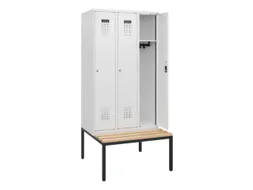 locker met bank,HxBxD 1950x900x815mm,3vak,vak B 300mm,cilinderslot