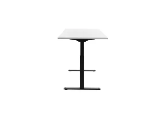 Elektrisch ihv bureau,HxBxD 700-1200x1800x800mm,blad wit,T-voet zwart