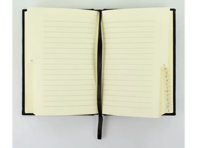 Carnet alphabet Kangaro A5 A-Z couverture rigide en lin noir, 208 page