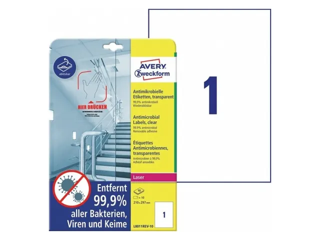 Antimicrobiële etiketten Afneembaar Transparant 210x297mm