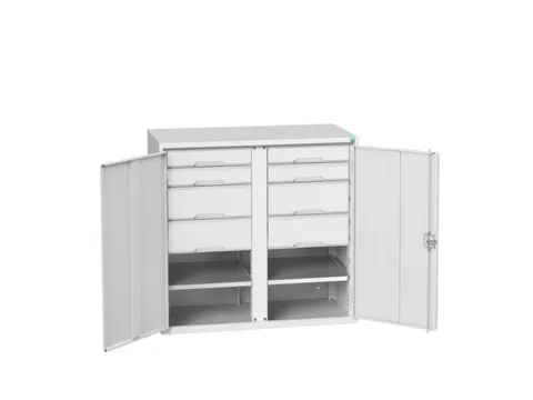 universele kast,HxBxD 1000x1050x550mm,2xStalen bodem,8lade(n)