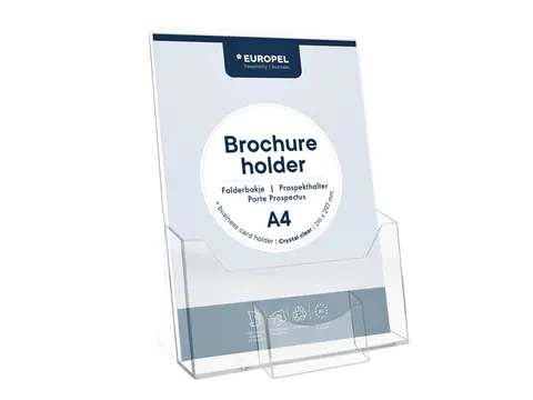 Folderhouder Europel A4 met visitekaarthouder transparant