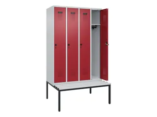 locker met bank,HxBxD 2120x1200x815mm,4vak,vak B 300mm,draaigrendel - 1