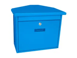 muurbrievenbus,staal,blauw,HxBxD 345x392x205mm,inworp boven