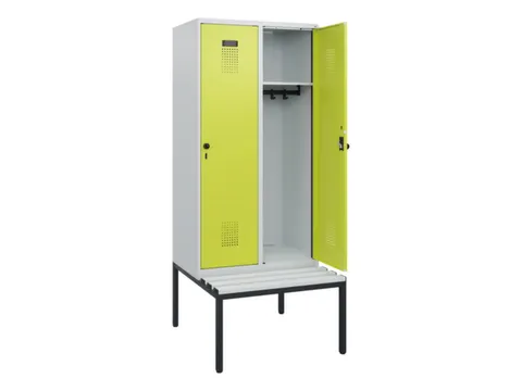 locker met bank,HxBxD 1950x800x815mm,2vak,vak B 400mm,draaigrendel