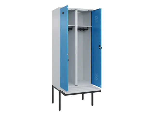 locker met bank,voor scheiding van kleding,HxBxD 2120x800x815mm,2vak