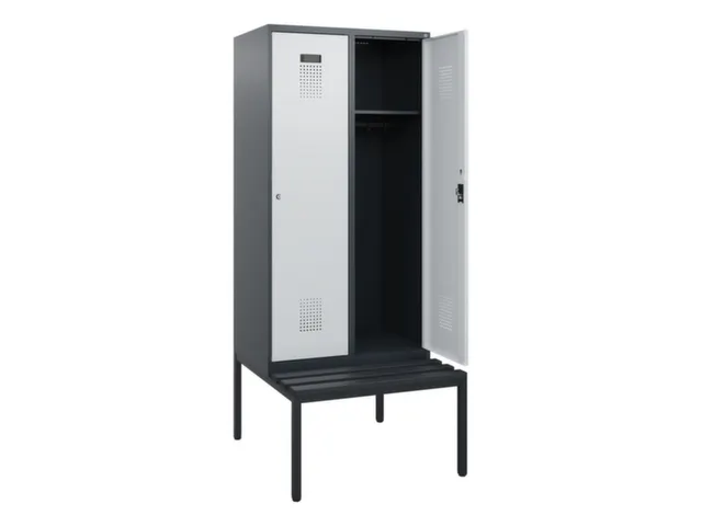 locker met bank,HxBxD 1950x800x815mm,2vak,vak B 400mm,cilinderslot