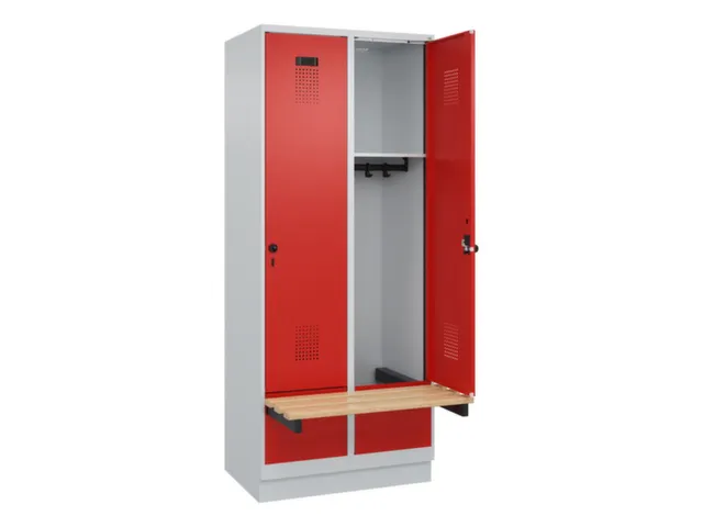 locker met bank,HxBxD 1950x800x815mm,2vak,vak B 400mm,draaigrendel