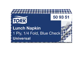 Tork 509351 Lunchservet Blue Check 32,8x32,5cm - 1