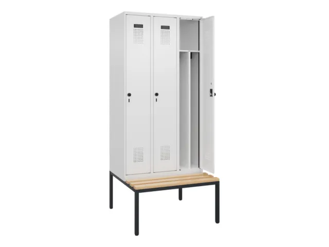 locker met bank,voor scheiding van kleding,HxBxD 2120x900x815mm,3vak
