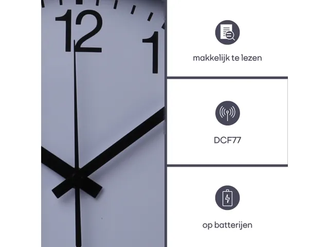 Aluminium Wandklok Ø50cm Radio controlled cijferaanduiding Zilver