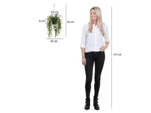 Kunstplant Mica Ficus hangend in pot groen 20x46cm