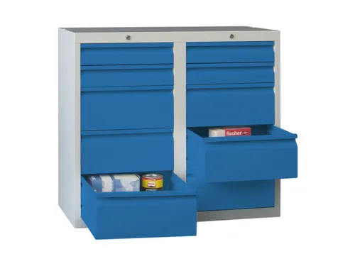 ladekast HxBxD 900x1000x500mm 10laden RAL7035 front RAL5012