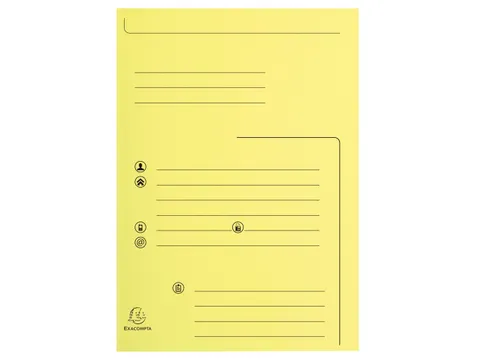 Dossiermap bedrukt 2 kleppen A4, 210 g/m², geel 25 Stuks