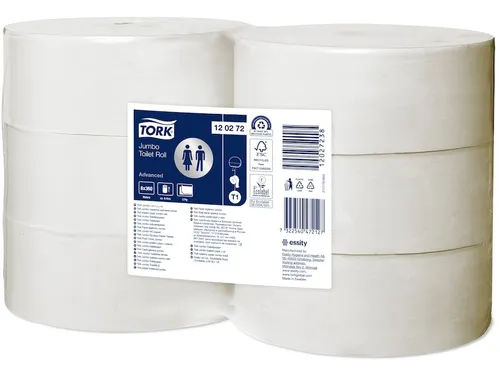 Toiletpapier Tork 120272 T1 Jumbo 2-laags Wit Advanced